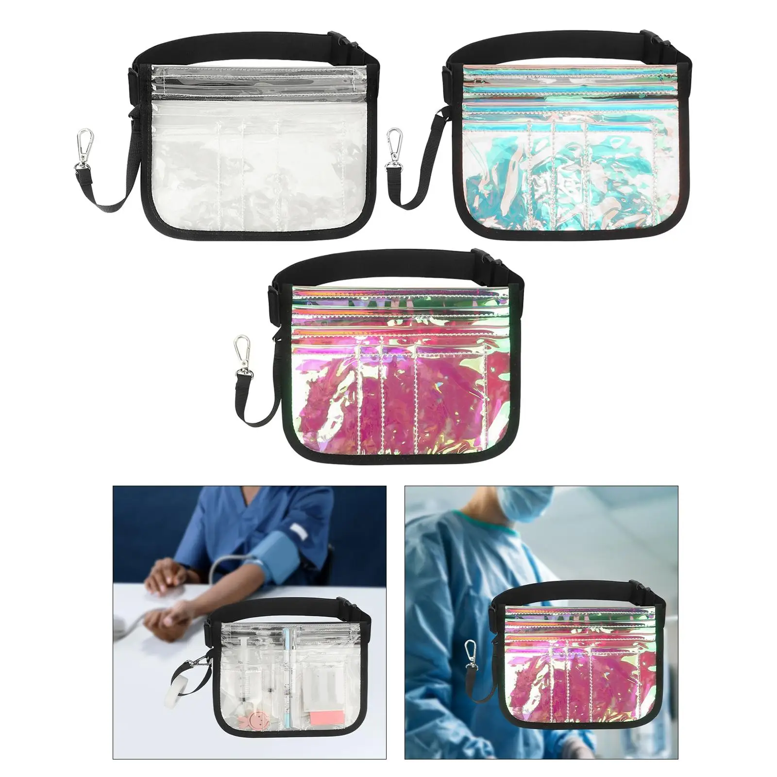 Nurse Waist Bag Adjustable Organizer Pocket Fanny Pack with Tape Holder Multi Compartment PVC Hip Bag Women Men Nursing