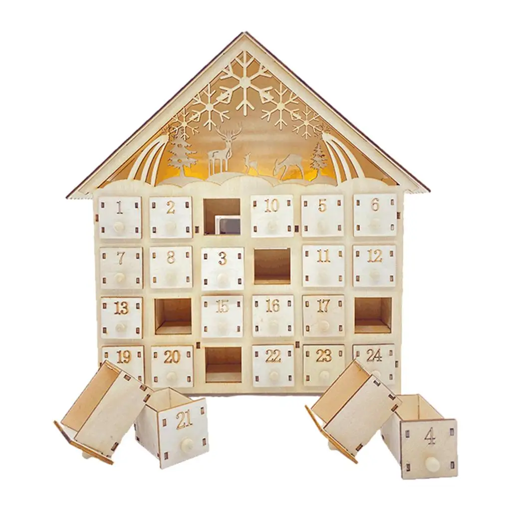 Advent Calendar Wooden Christmas with 24 Drawers