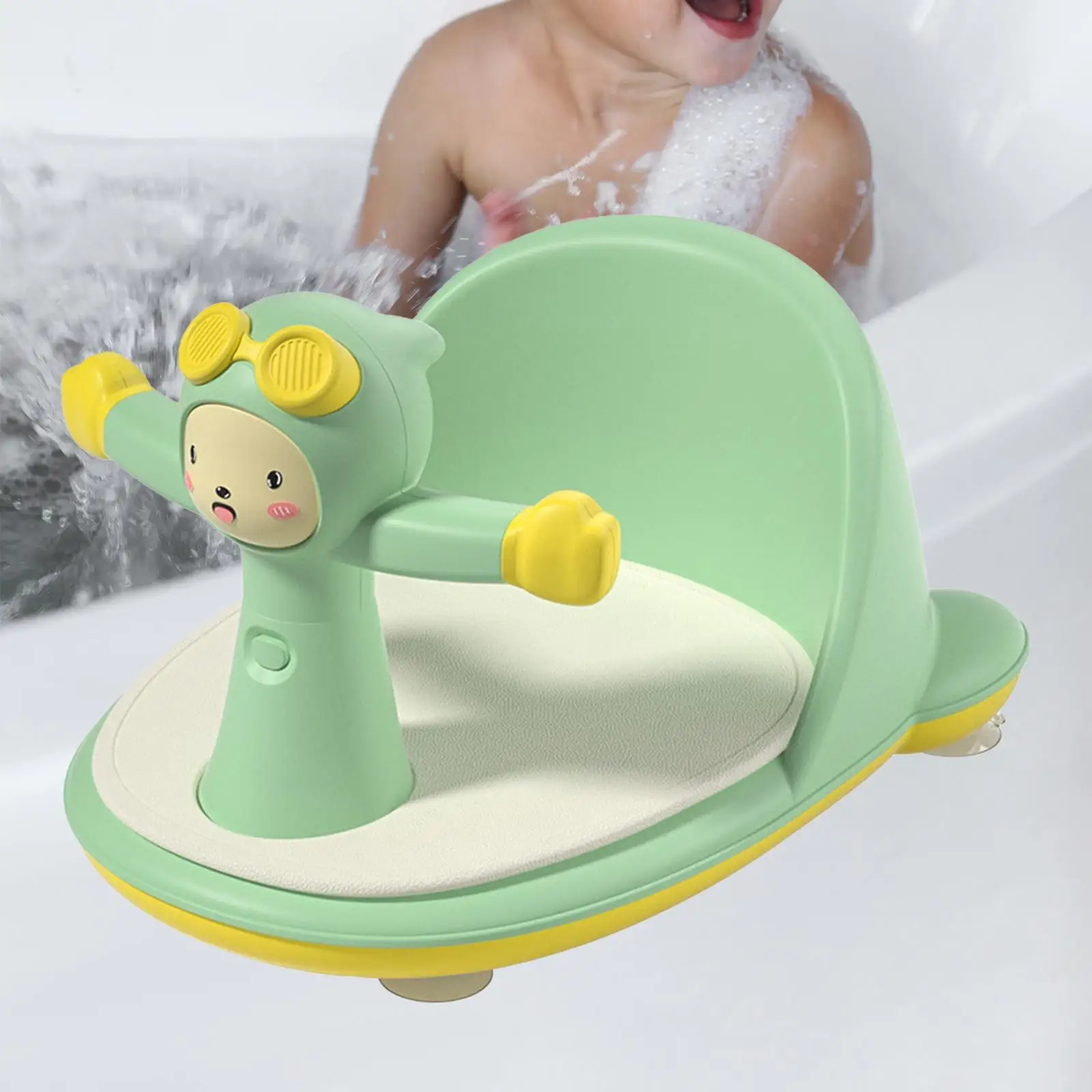 Baby Bath Tub Seat stable Backrest color Leather Mat for Bathroom