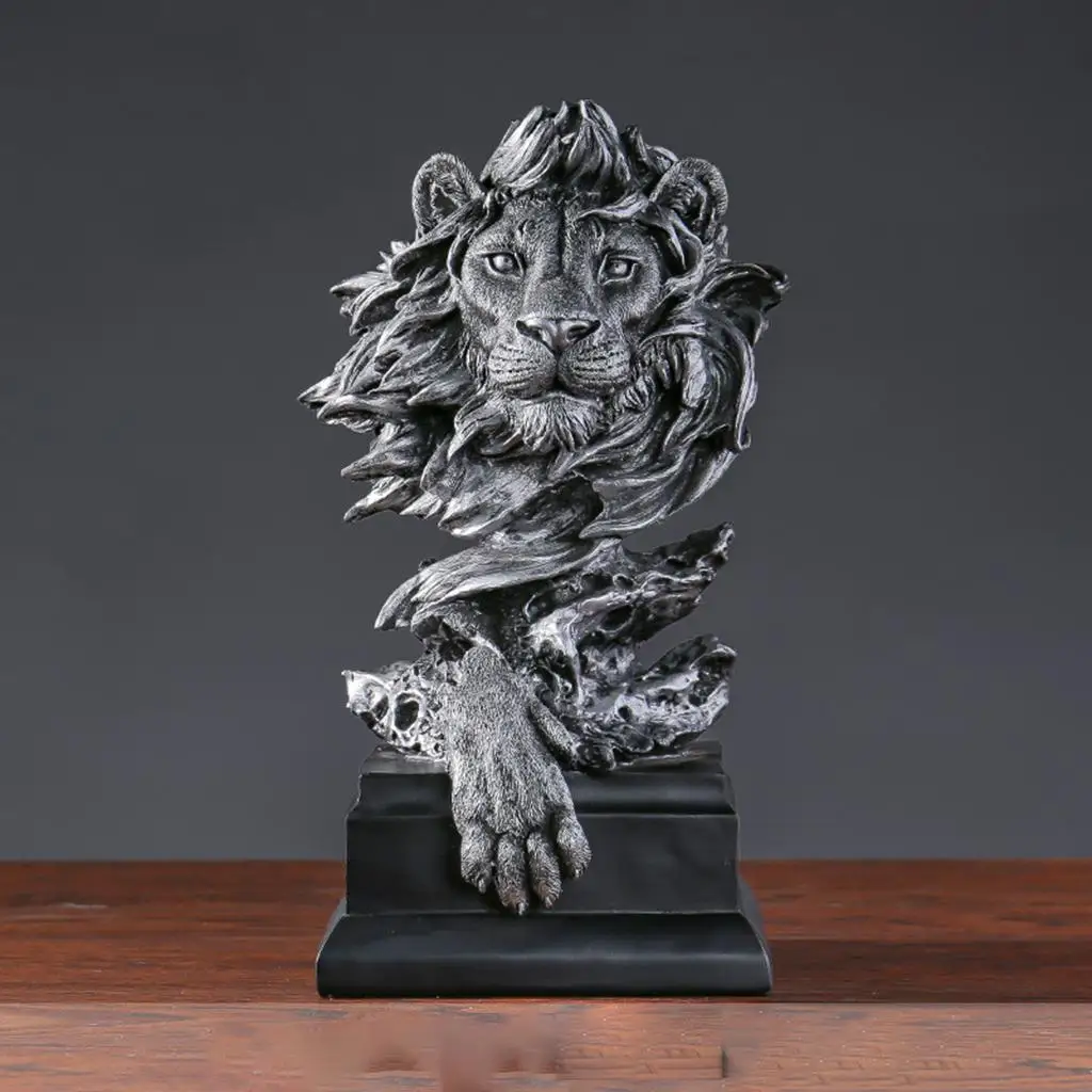 Lion Statue with Base Craft Animal Collectible Figurine Ornament  Tabletop Shelf Cabinet Arrangement  Bookcase Ornament