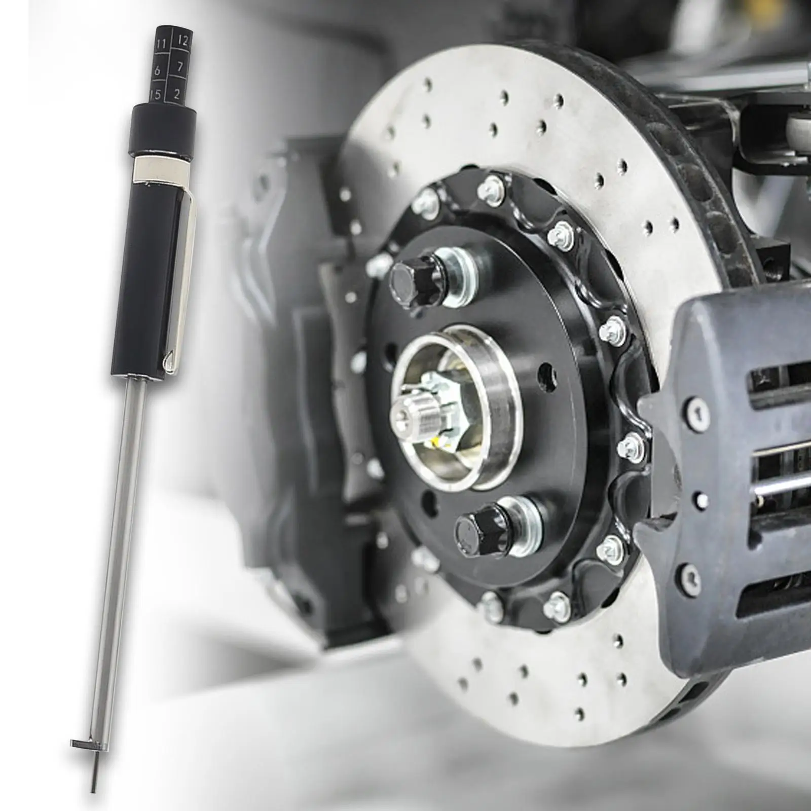 Car Brake Pad Tester Detection Pen Easy Using Steel Handle Time Saving Accs Brake Pad Measuring Tool for Auto Garage