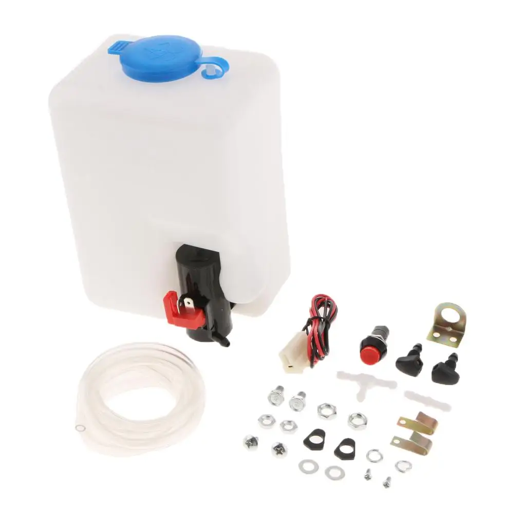 12V Car Windshield Washer Bottle Kit with Pump Jet Button Switch Professional