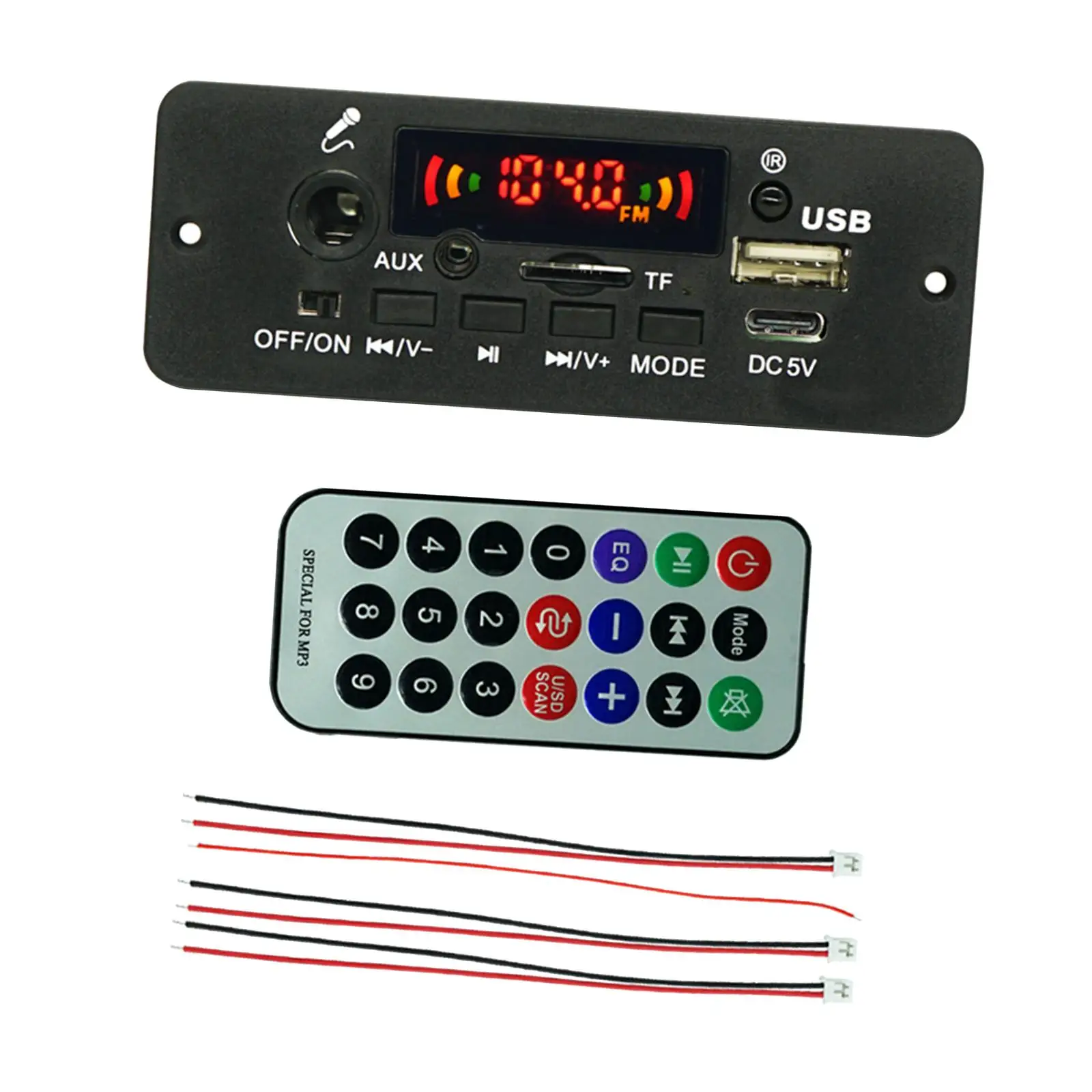 MP3 Decoder Board Support TF USB Audio Module Support Recording Microphone 2x5W Amplifier Car Radio Module MP3 Decoding Board