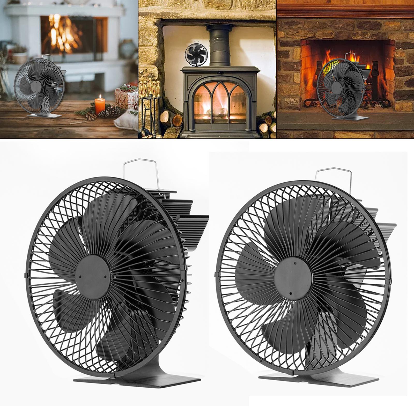 Heat Power Fireplace Fan 6 Blades Circulating Warm Air Quiet Wood/Log Burner Wood Stove Fan for Pellet Stove