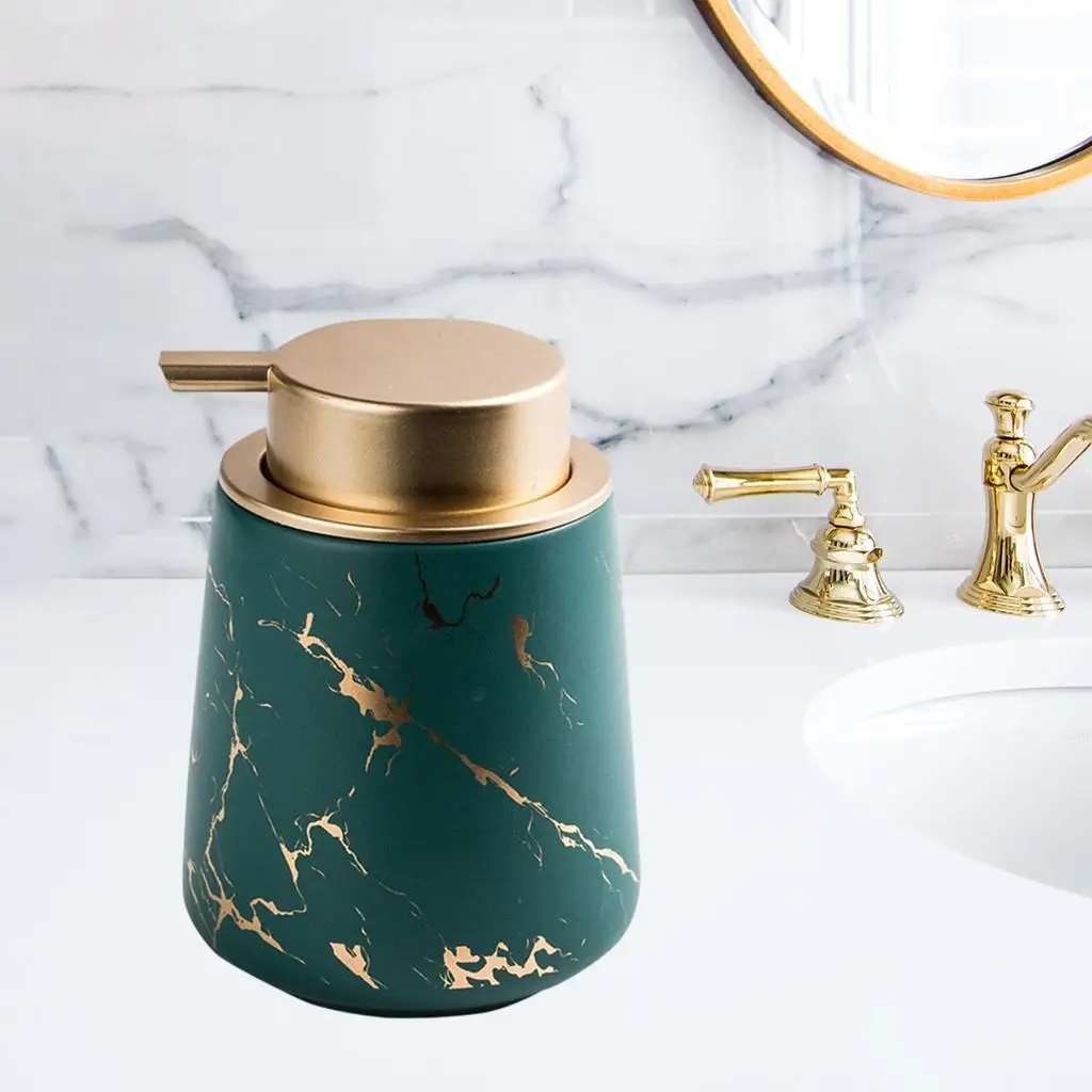 Ceramic Marbling Liquid Soap Dispenser 420ml Counter Kitchen Bathroom Empty Pump