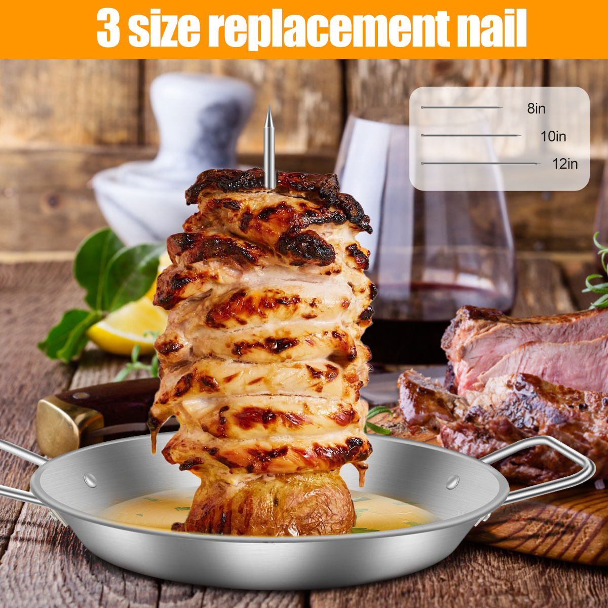 Support de poulet brochette vertical pour barbecue - 2X - Métal - Vert