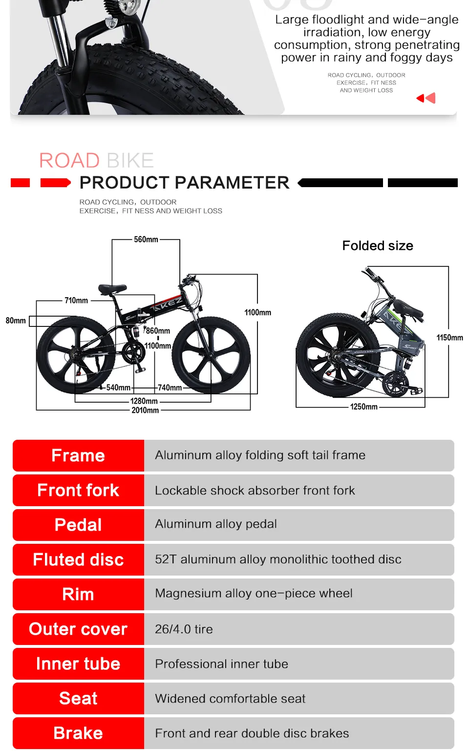 Title 21, Electric Bike with Fat Tire, Mountain Bike, Sno...