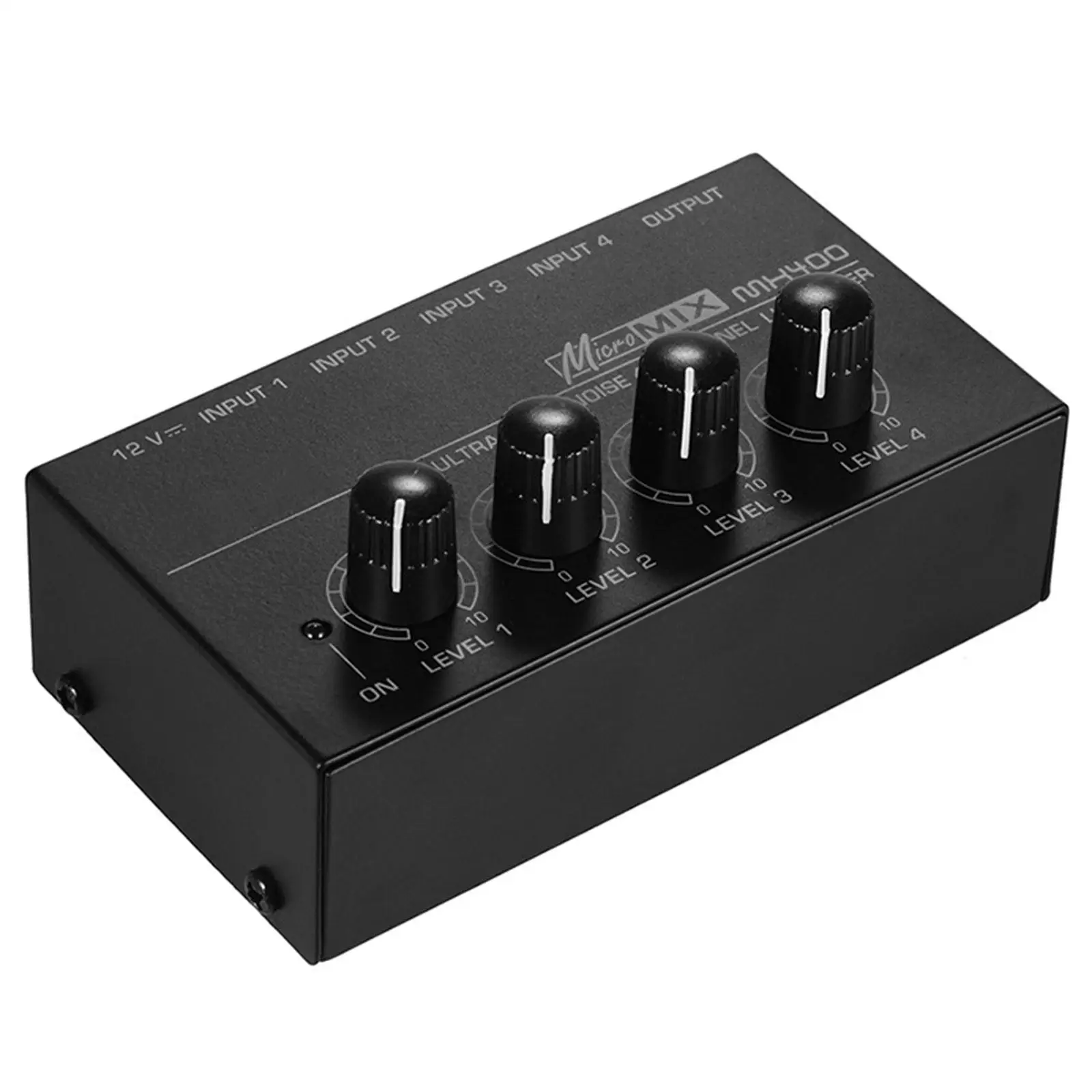 4 Channel Audio Mixer Equalizer Digital DJ Console Music Recording Equipment for Keyboards Karaoke Live Broadcasts Guitars Bars