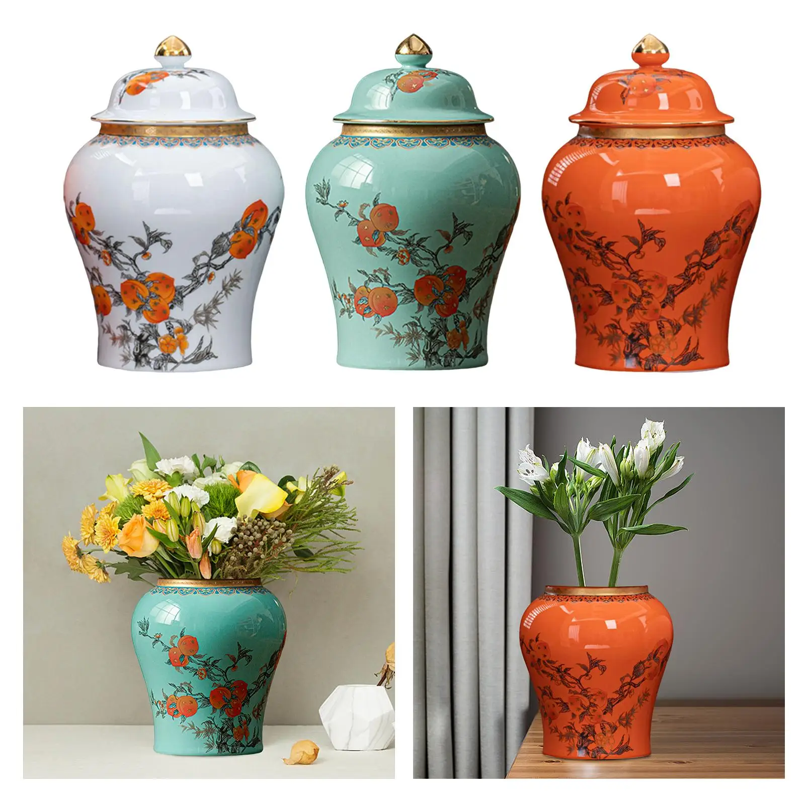 Ceramic Ginger Jar Tea Storage Jar Multi Purpose Delicate Chinese Style