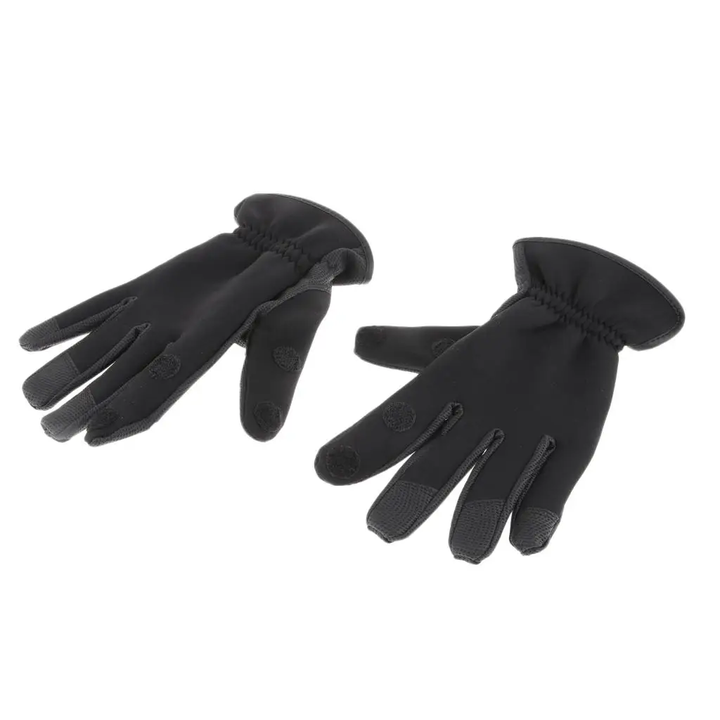 1 Pair Neoprene Fishing Gloves Breathable Anti-Slip 3 Finger Gloves Free Size Mitts