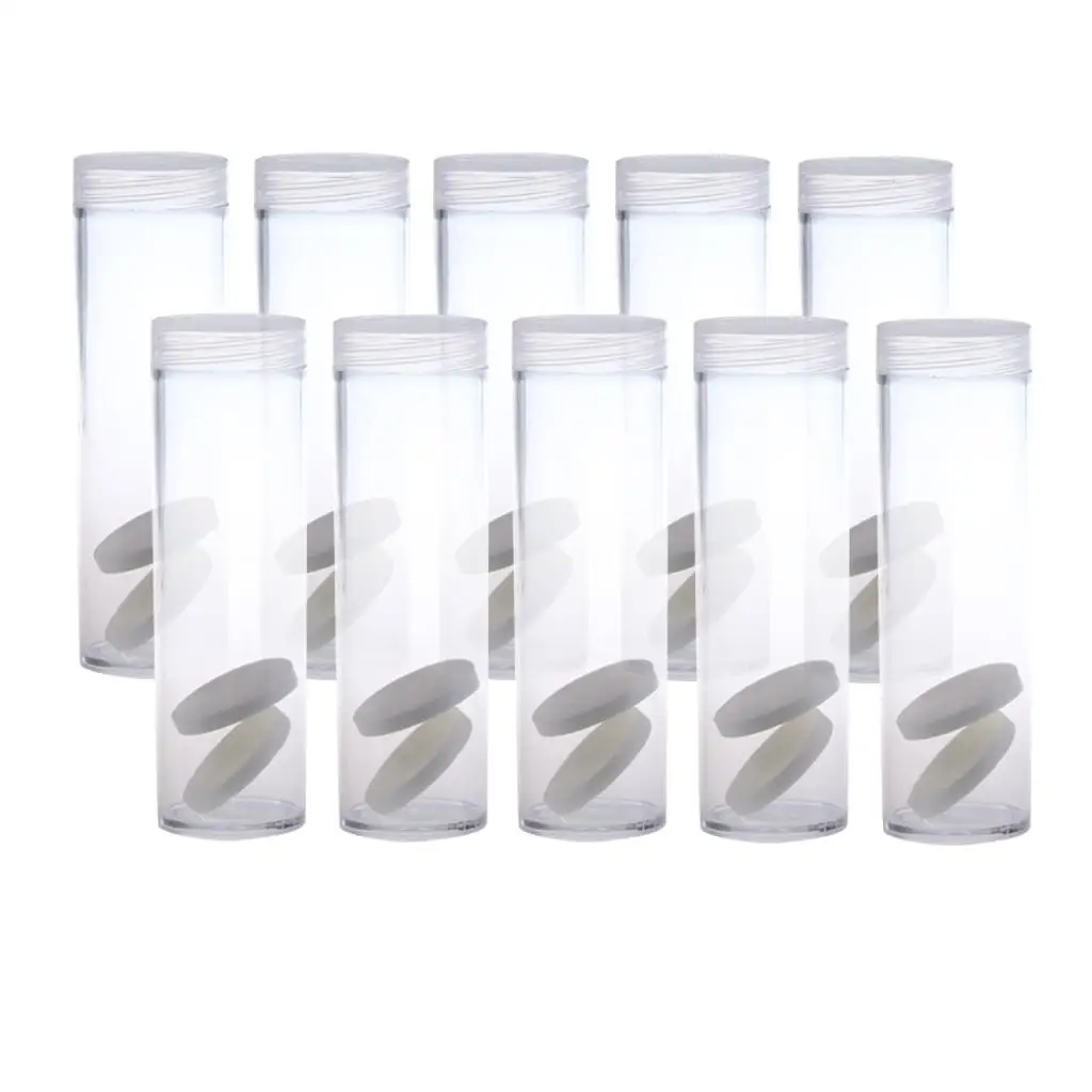 10Pc Plastic 27mm Coins Assorted Storage Sleeves Tubes Organizer Supplies