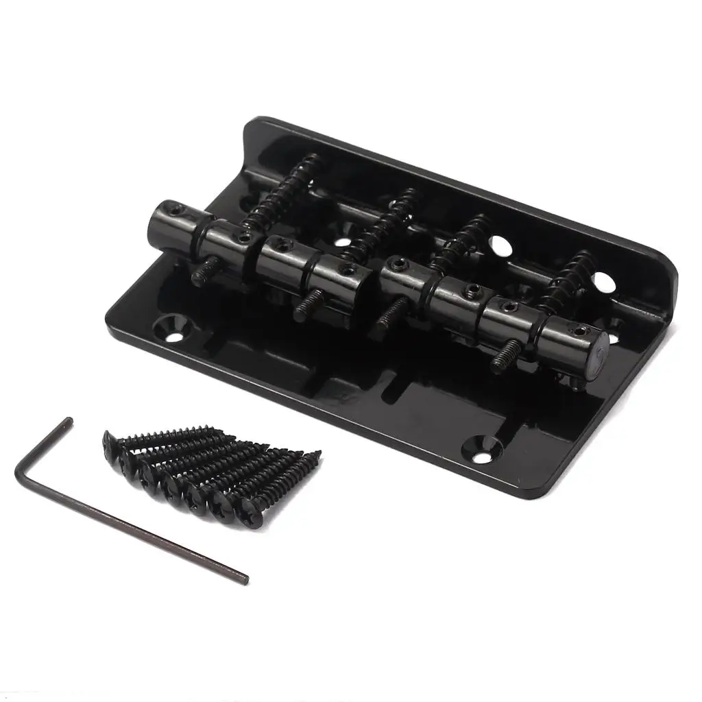 Black Metal Fixed 4String Vintage Style Bass Bridge for Electric Bass Guitar