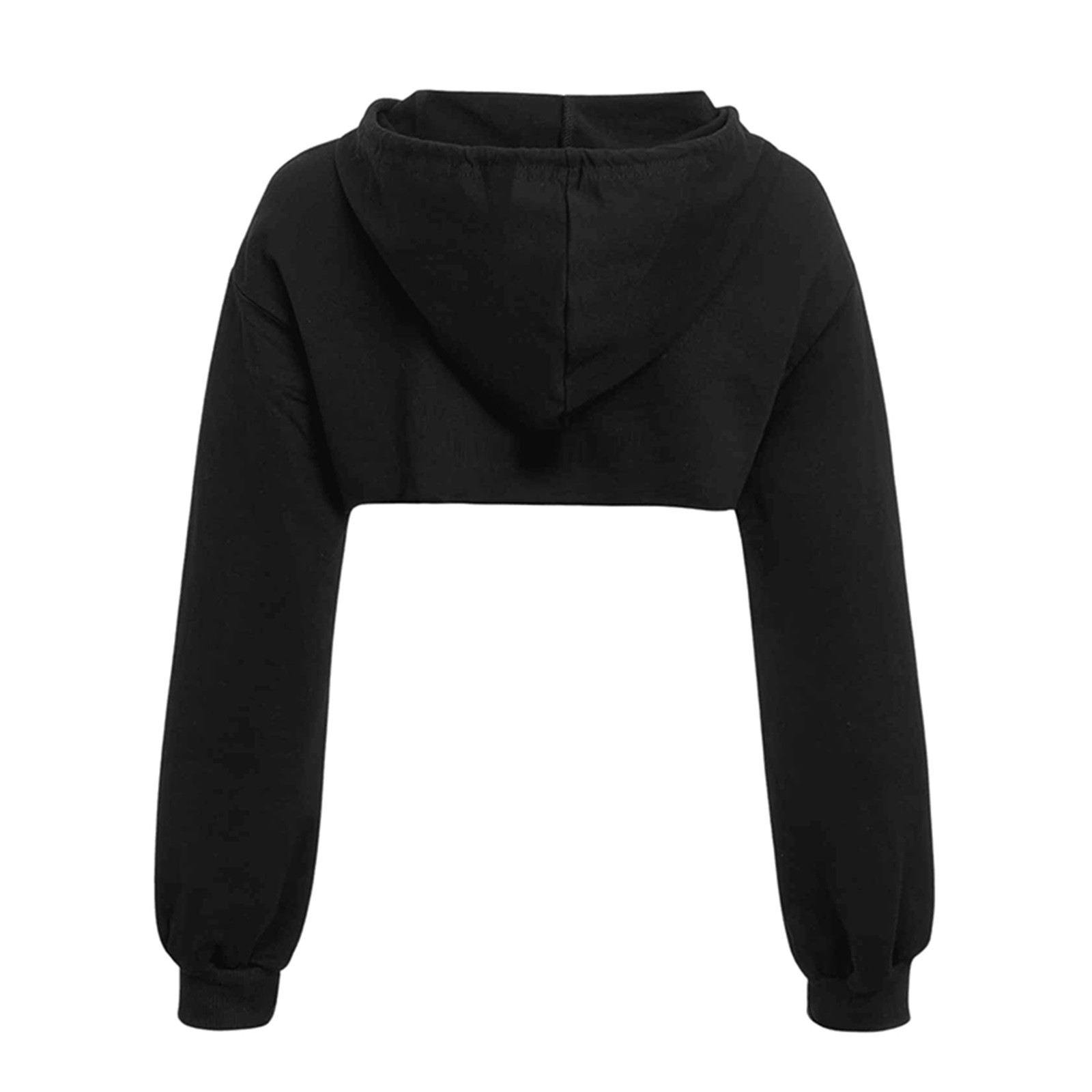 Title 6, Loose Long Sleeve Cropped Hoodies Solid Casual ...