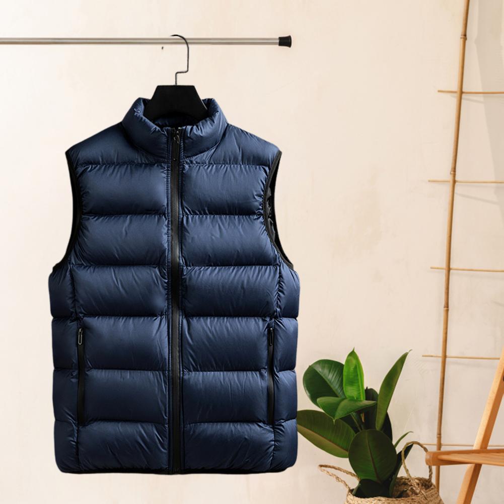 Description Picture 5 of itemMens Vest Jacket Men Winter Waistcoat Neck Protection Winter Vest Solid Color Sleeveless Plus Size Men Autumn Vest Coat