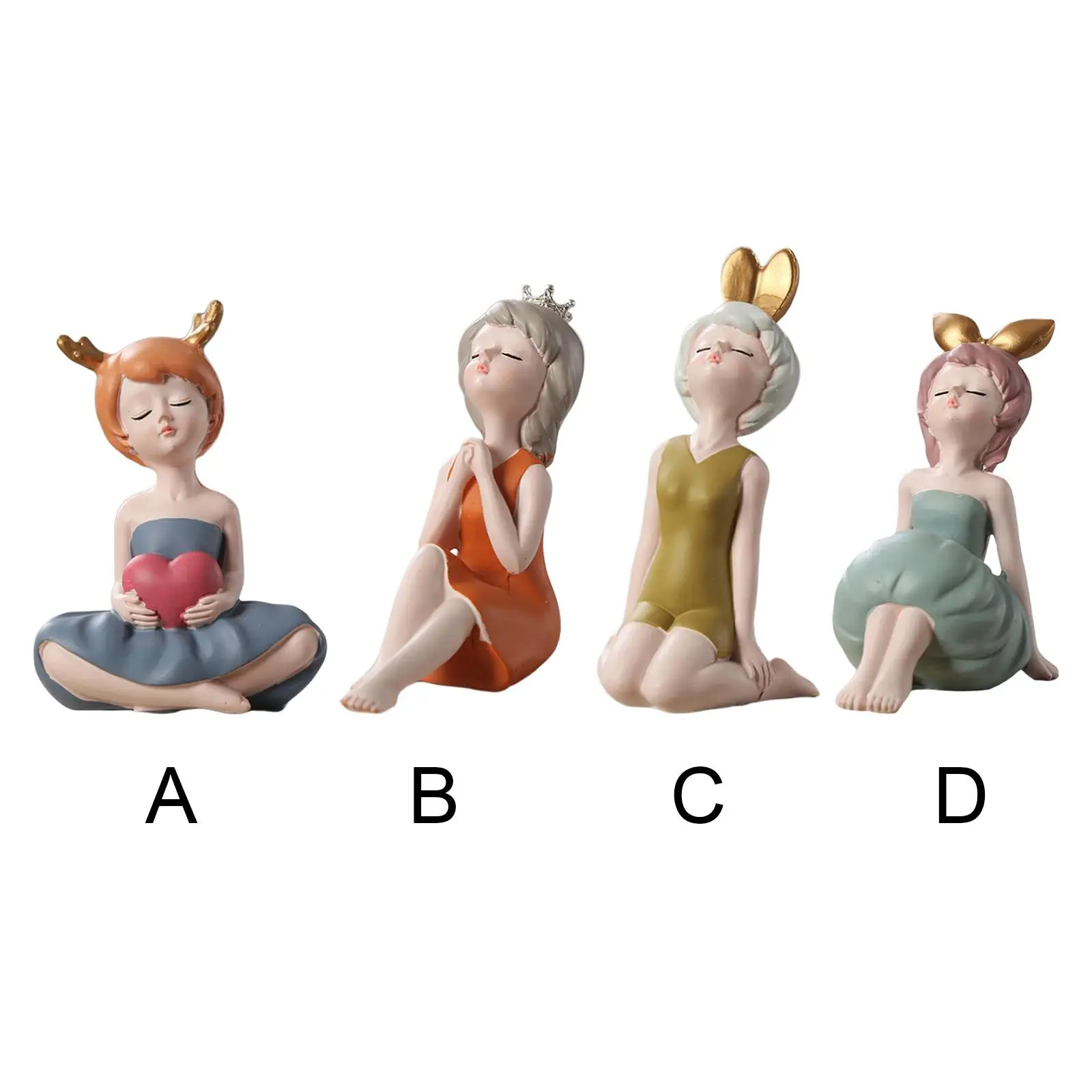 Creative Girl Figurine Statue Art Cute Sculpture Resin Collectible for Table Wedding Party Decoration Ornaments