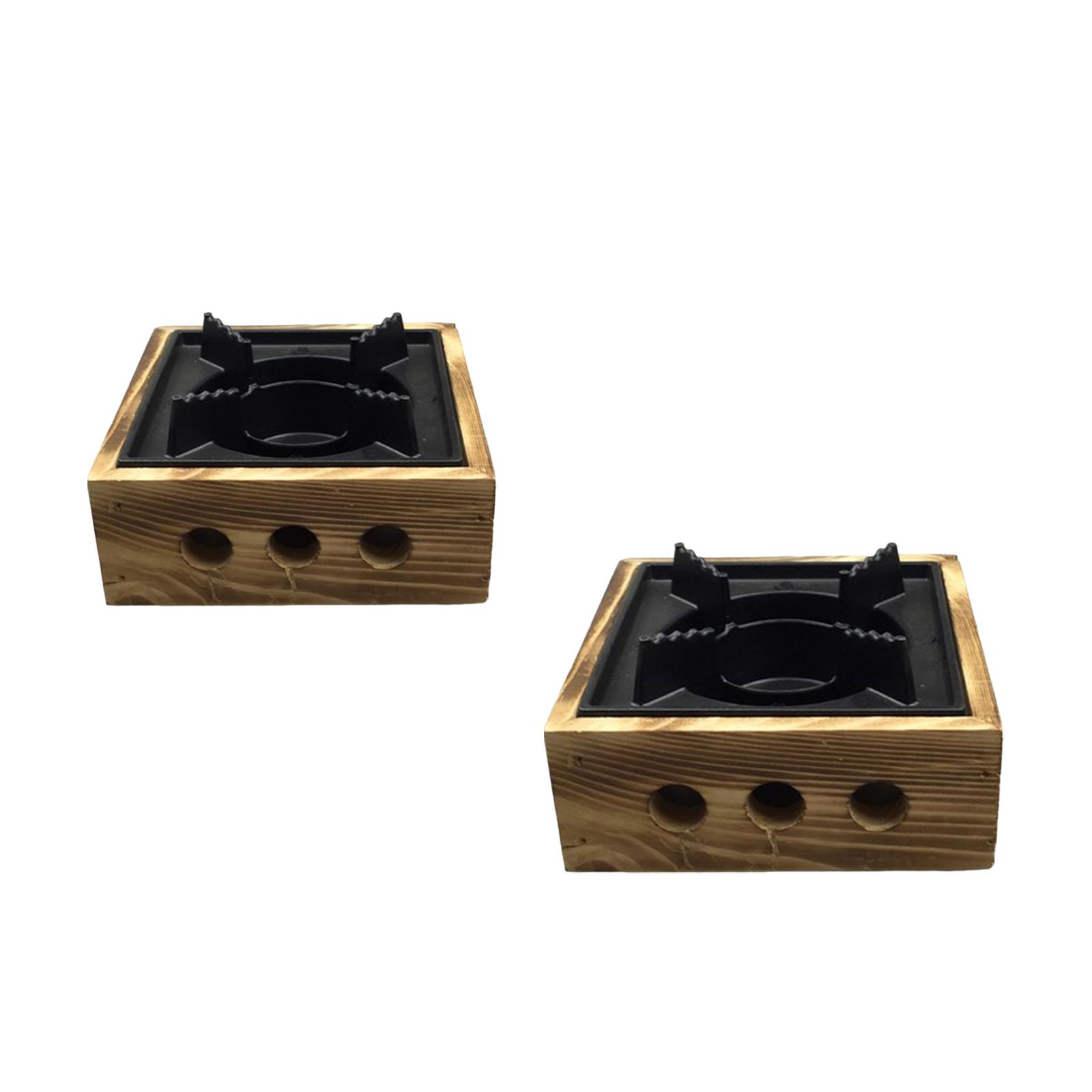 Alcohol Stoves Burner Solid Alcohol Stoves Square with Wooden Base for Camping Outdoor BBQ Hiking