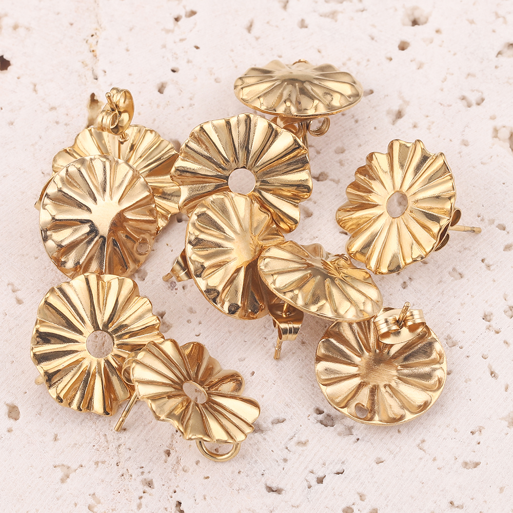 10 Stück vergoldete Sonnenblume aus Edelstahl, rund, tropfenförmig, Ohrringpfosten für Ohrringe, Schmuckherstellung, Material – Detail 6