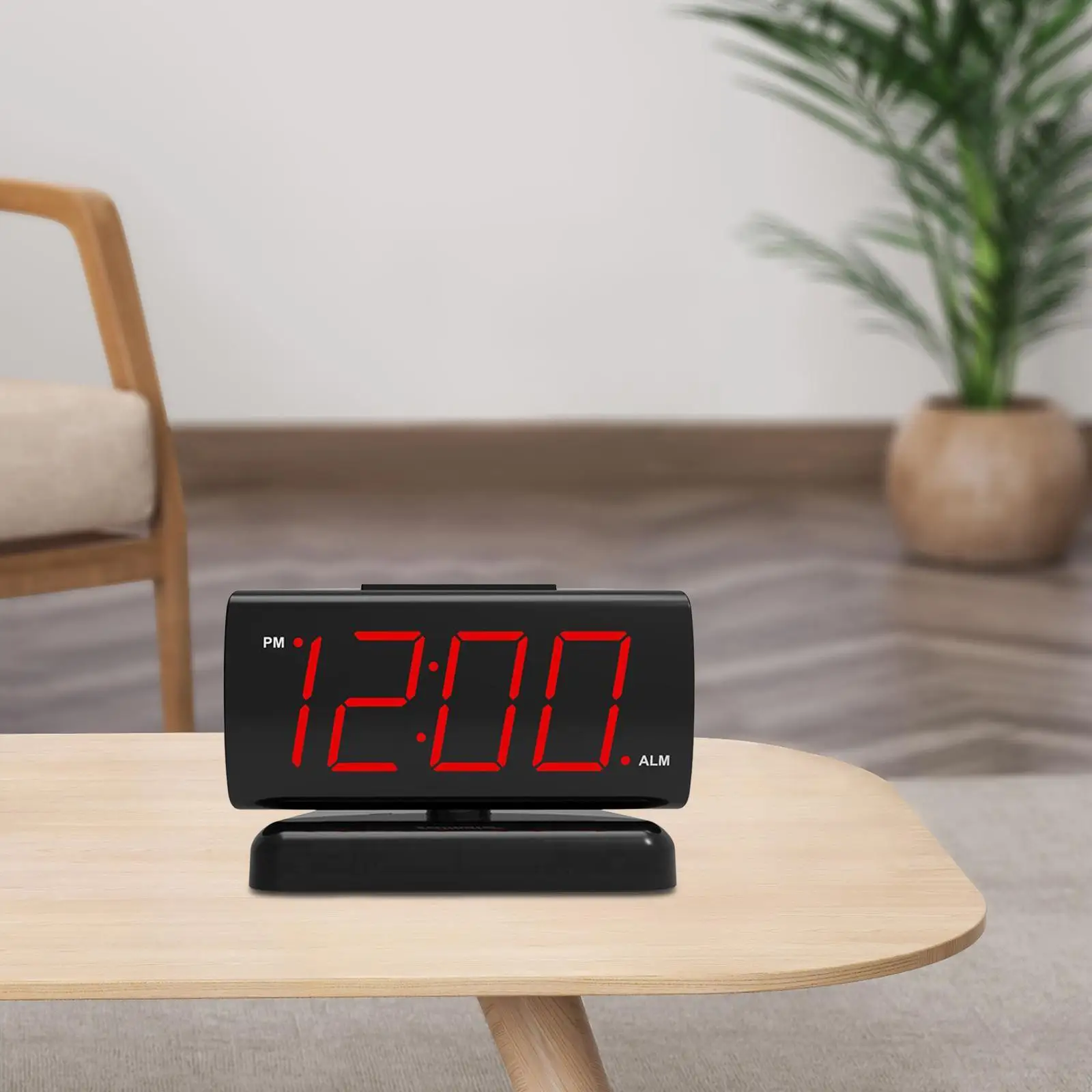 Modern Desk LED Clock 2 Adjustable Brightness Rotary Base Desktop Digital Alarm Clock for Teens Apartment Bedroom Living Room