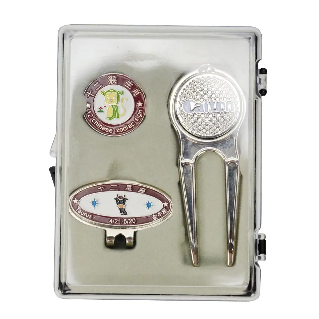 MagiDeal Durable Golf Tees Golf Ball Marker Tool Hat Clip Golf Gift Set Equipment