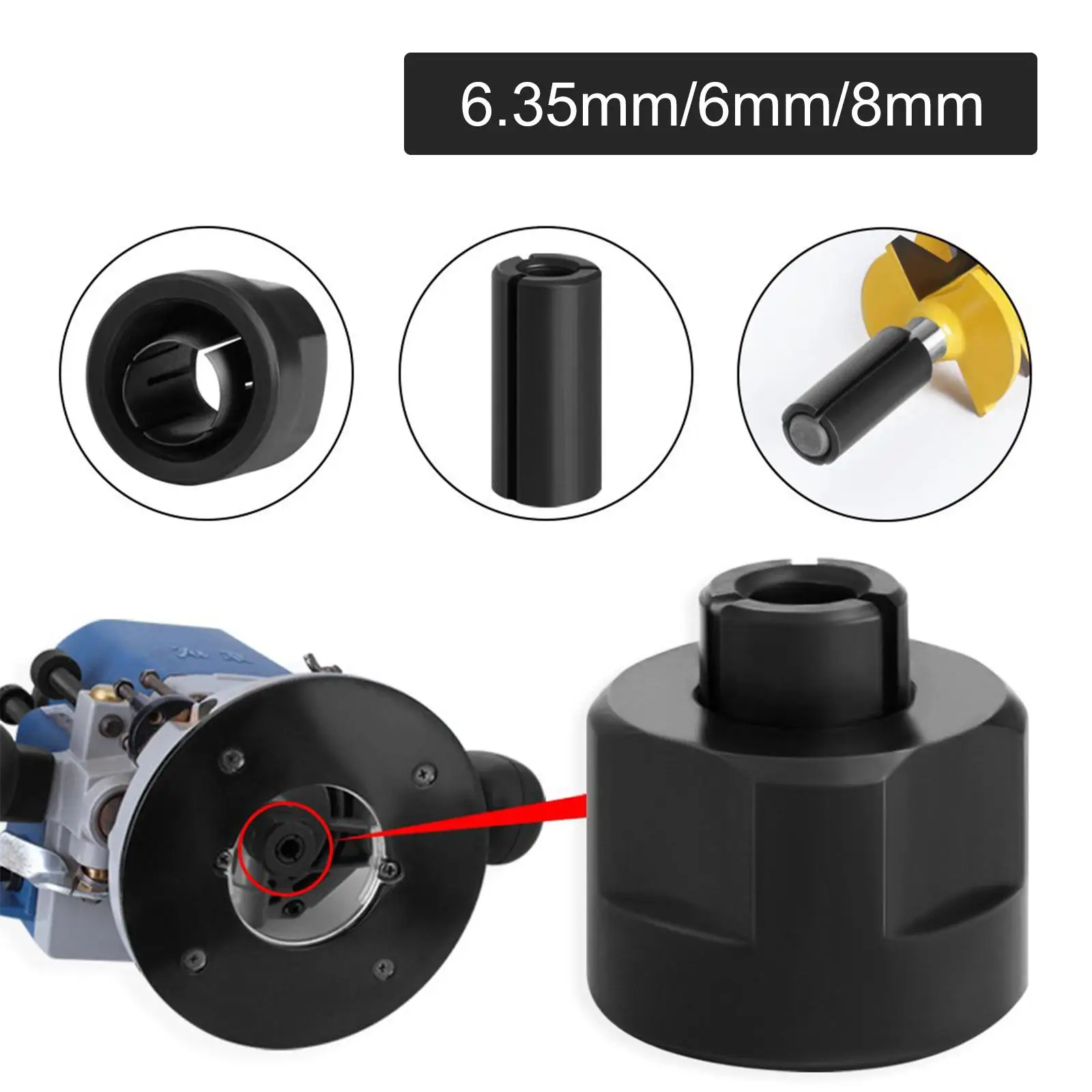 Router Collet Chuck Reduction Sleeve Collet Reduction Shank High Precision Nut Cutting Adapter for Engraving Machine Woodworking