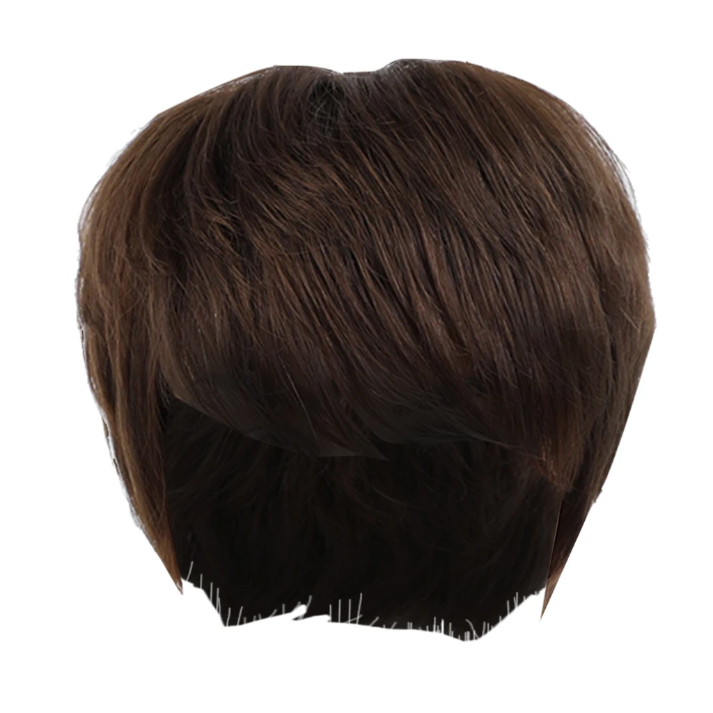10 Inch Short Curly Heat Resistant Human Hair Wigs Women Pixie Cut  Shaggy Side Part Wigs for White Women