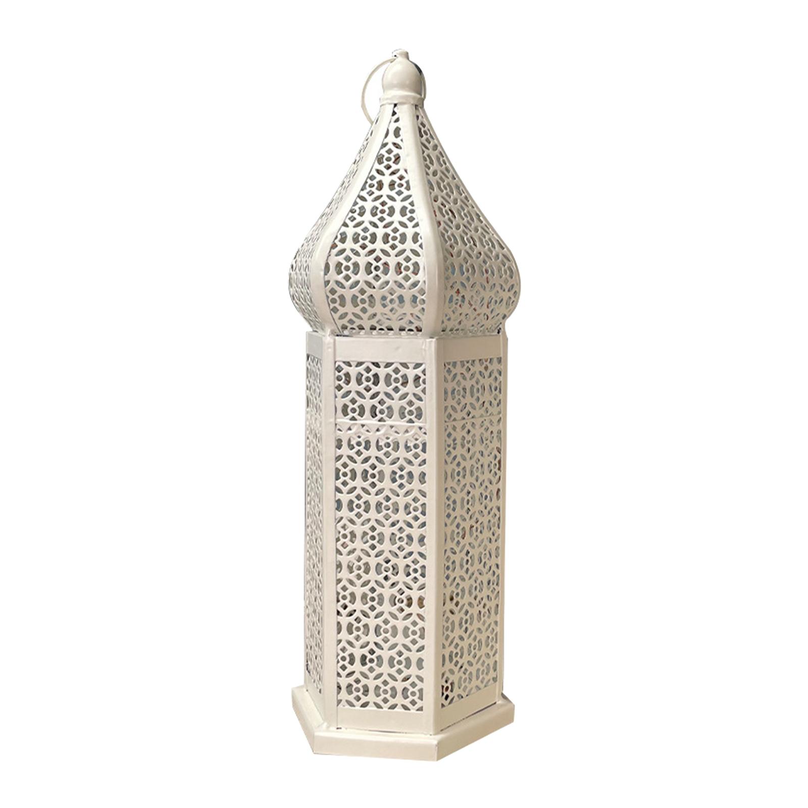 Christmas New Retro Wrought Iron Hollow Wind Lantern Moroccan Decorative Ornaments Atmosphere Props Led Small Lantern
