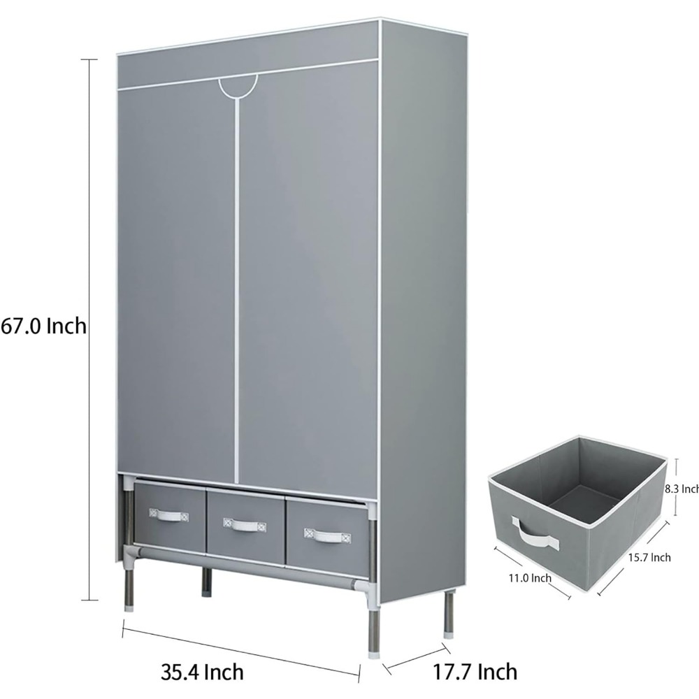 Title 12, Portable Clothes Closet Rolling Door Wardrobe w...