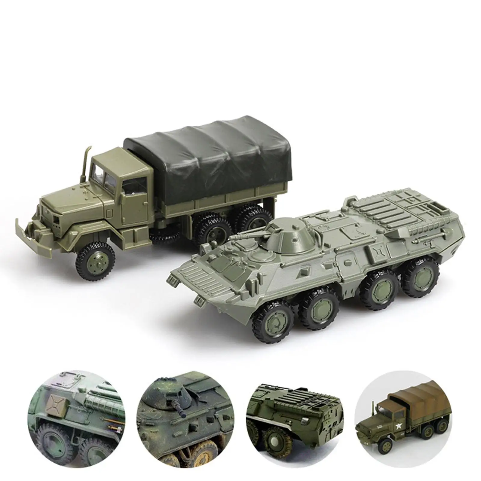 2Pcs 1/72 Assembly Model Toy Car Vehicle Model Toys for Role Play Outdoor