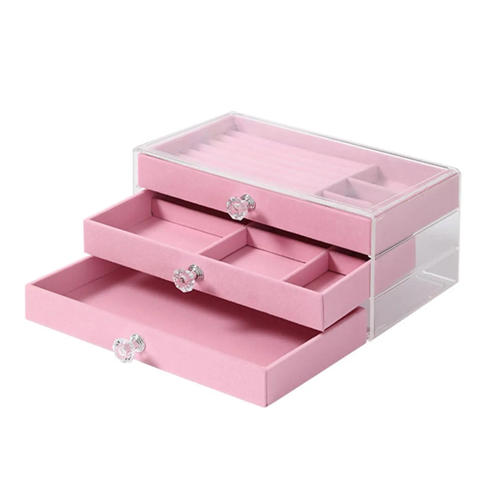 Portable Jewelry Box for Women Girls with Mirror Earrings Watches for Necklace Rings Acrylic Large Jewelry Organizer Home Travel
