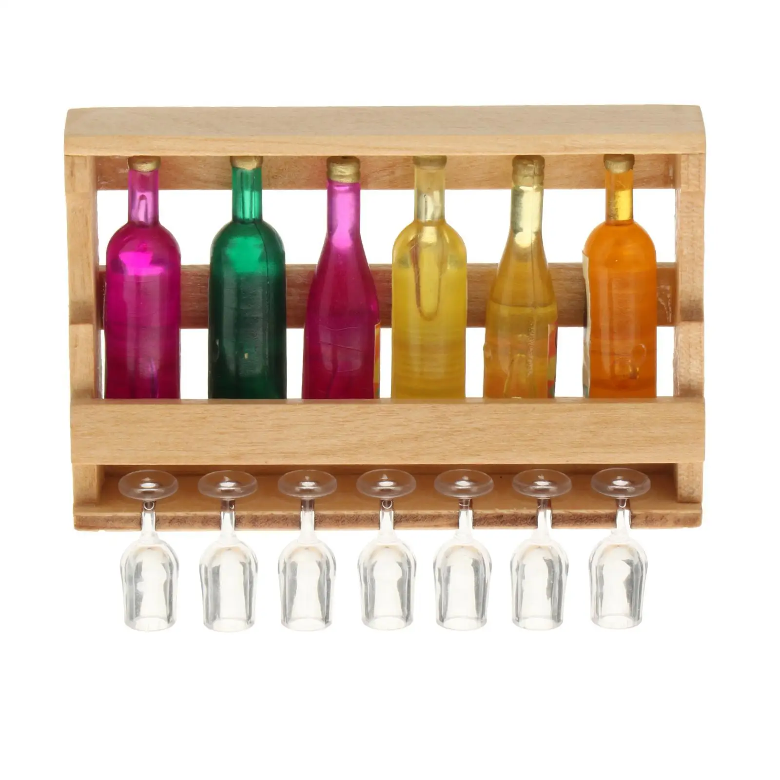14Pcs 1:12 Dollhouse Miniature Wine Rack with Bottles and Glass Cup, Doll Accessories Decoration Toys for Living Room, Home
