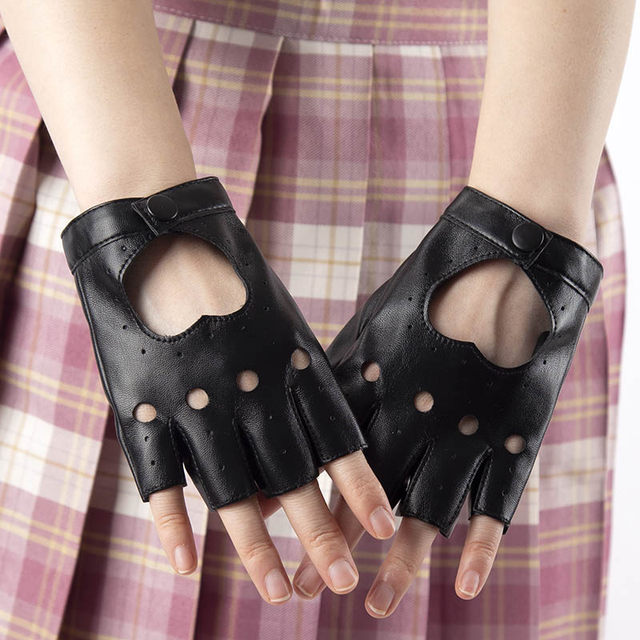 Guanti Senza Dita In Pelle PU Gotico Punk - Con Rivetti, Unisex Adulti