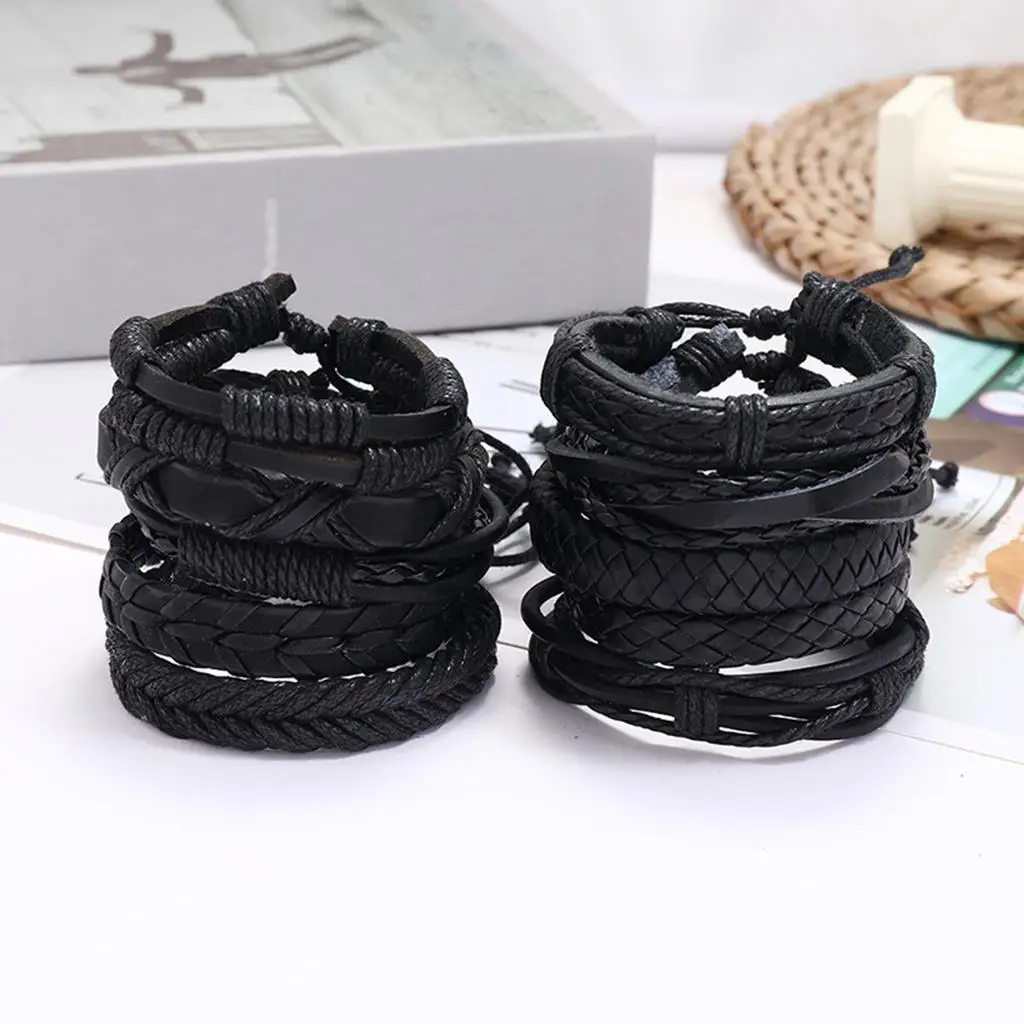 10 Pieces Braided Leather Bracelet Punk  for Girls Couples Women
