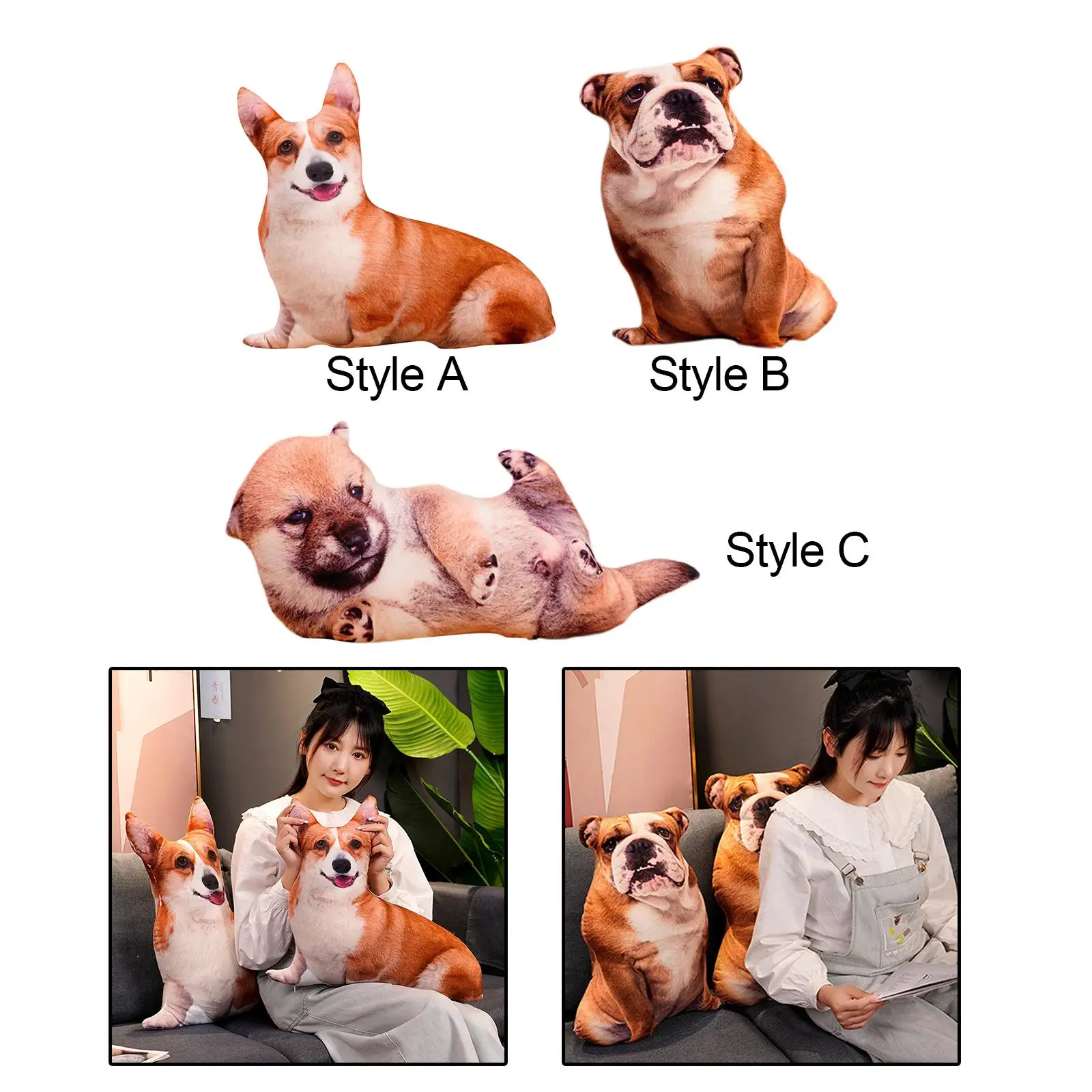 Simulation Dog Plush Toy Plush Pillow Dog Throw Pillow for Home Decoration Prop Toy
