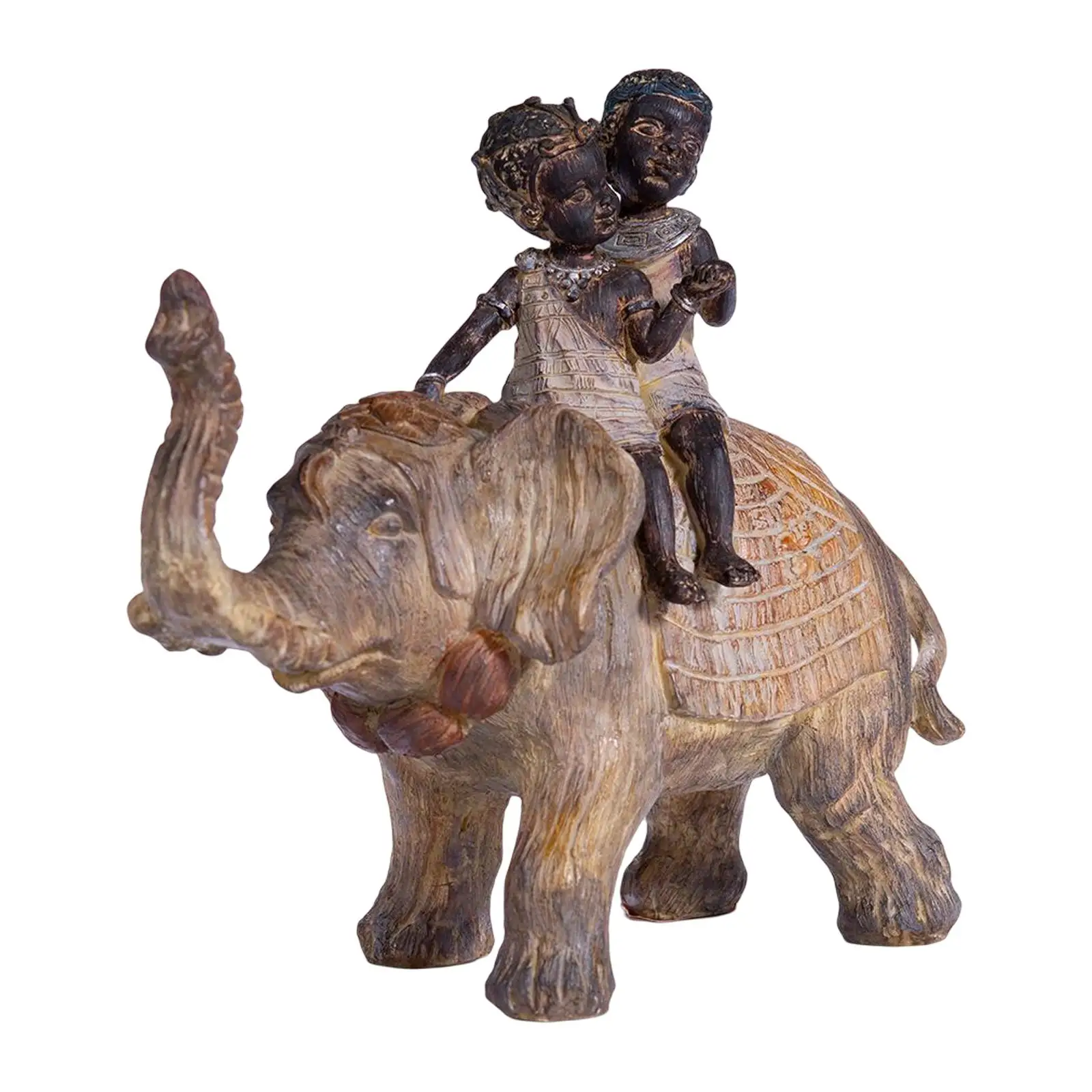 African Elephant Figurine Kids Statue Animal Sculpture Collections Crafts for TV Cabinet Bookshelf Tabletop Decoration Ornament