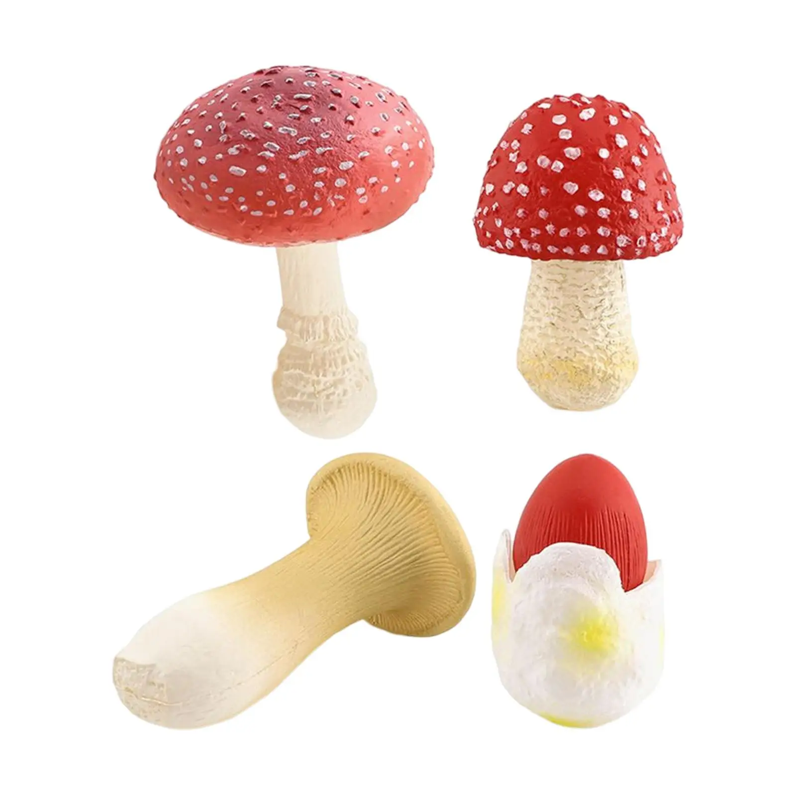 4 Pieces Mushroom Model Educational Toy Vegetable Statues for Girls Boys