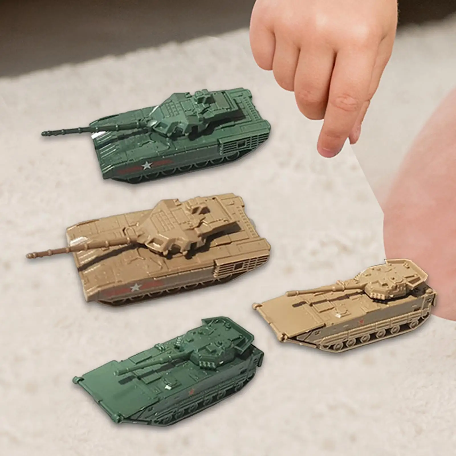 4 Pieces 1/144 Tank Model Kit Building Kits 4D Model Toy Tank Kit DIY Puzzle Tank for Game Outside Holiday Birthday Party