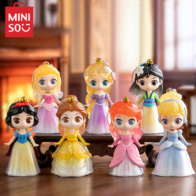 MINISO Blind Box Disney 100th Anniversary Series Princess Wind Chime Ariel  Snow White Cinderella Aurora Rapunzel Birthday Gift