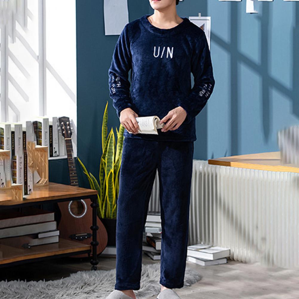 Title 11, 2 Pcs/Set Men Winter Pajamas Set Long Sleeve Th...