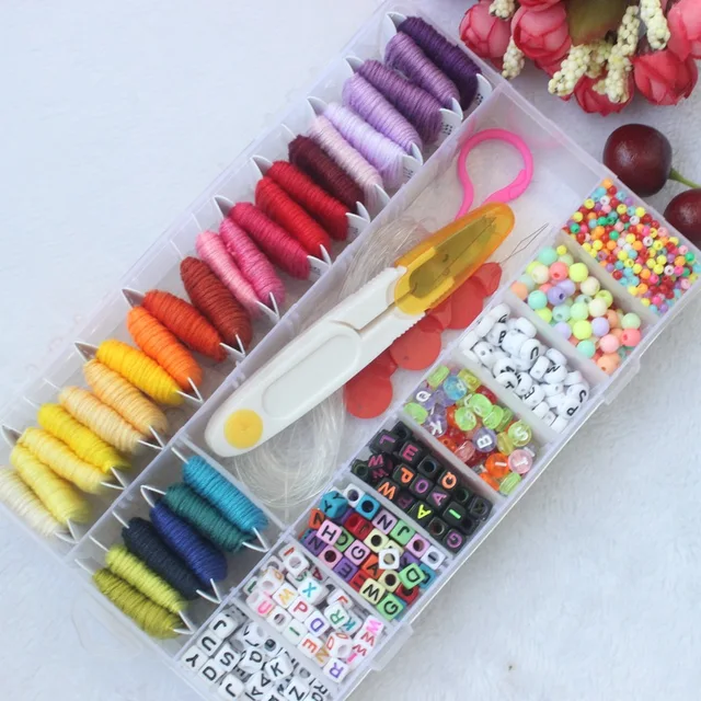 Kit di perline per la creazione di braccialetti 28 fili colorati 11 perline  per lettere a griglia Kit a punto croce lavorato a mano Set di fili per  punto croce portatile - AliExpress