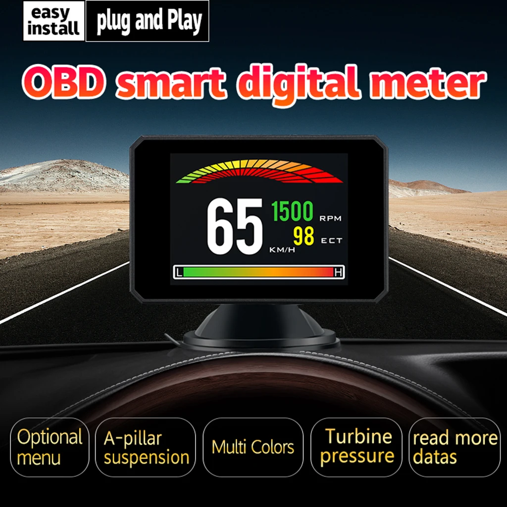 Digital Car P16 Speedometer Odometer Head Up Display Overspeed Warning Alarm HUD