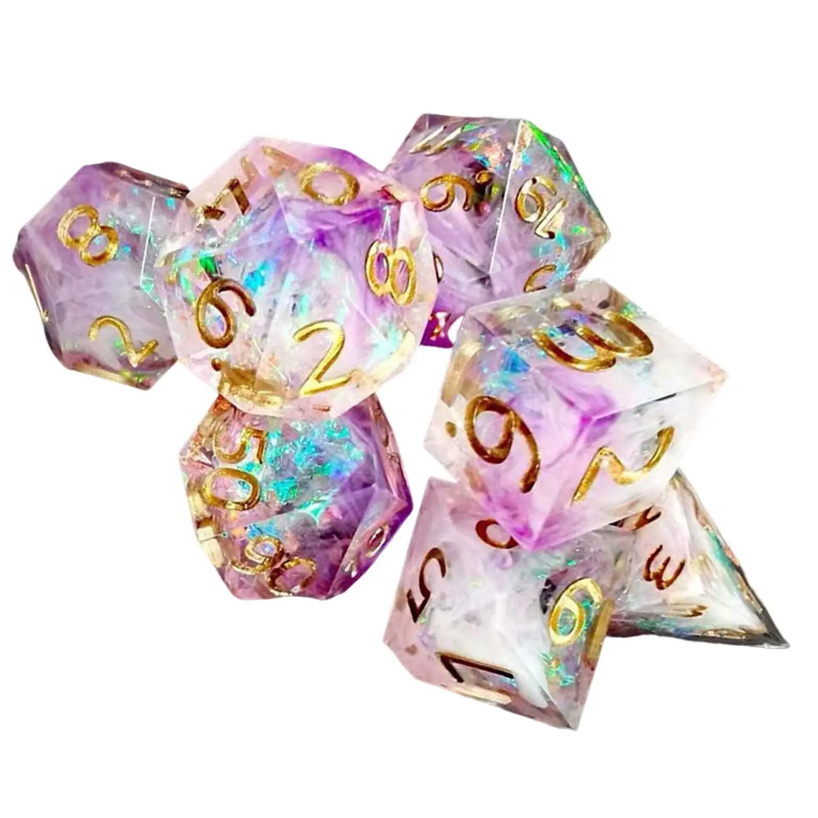 7 Pieces Transparent Polyhedral Dice D4 D6 D8 D10 D12 D20 7-Die DND Role Playing Game Dice Set for MTG Board Game Table Games