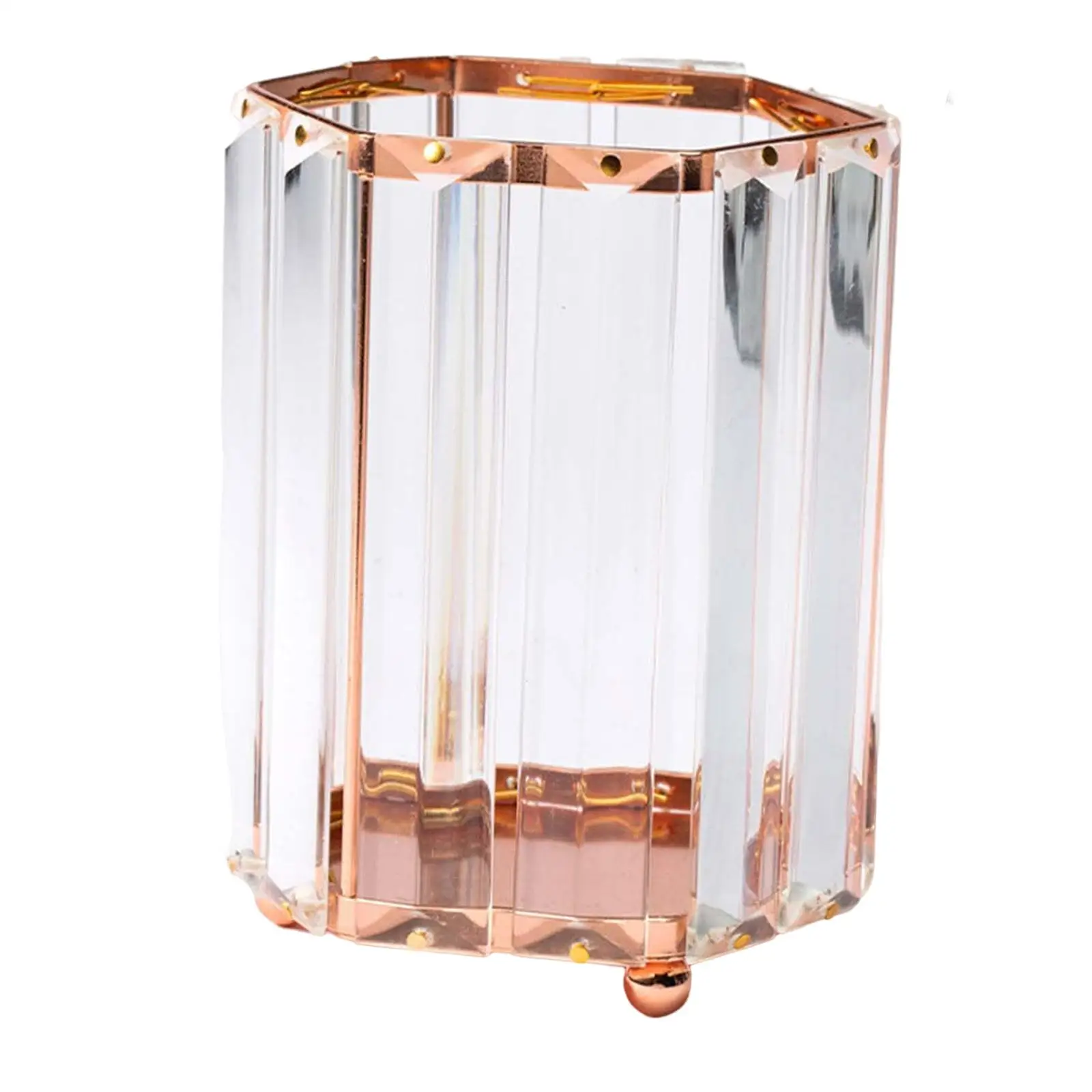 Crystal Makeup Nail Art Brush Cylinder Decoration Large Opening Desktop Storage Bucket for Pencil Pen Jewelry Holder Bedroom