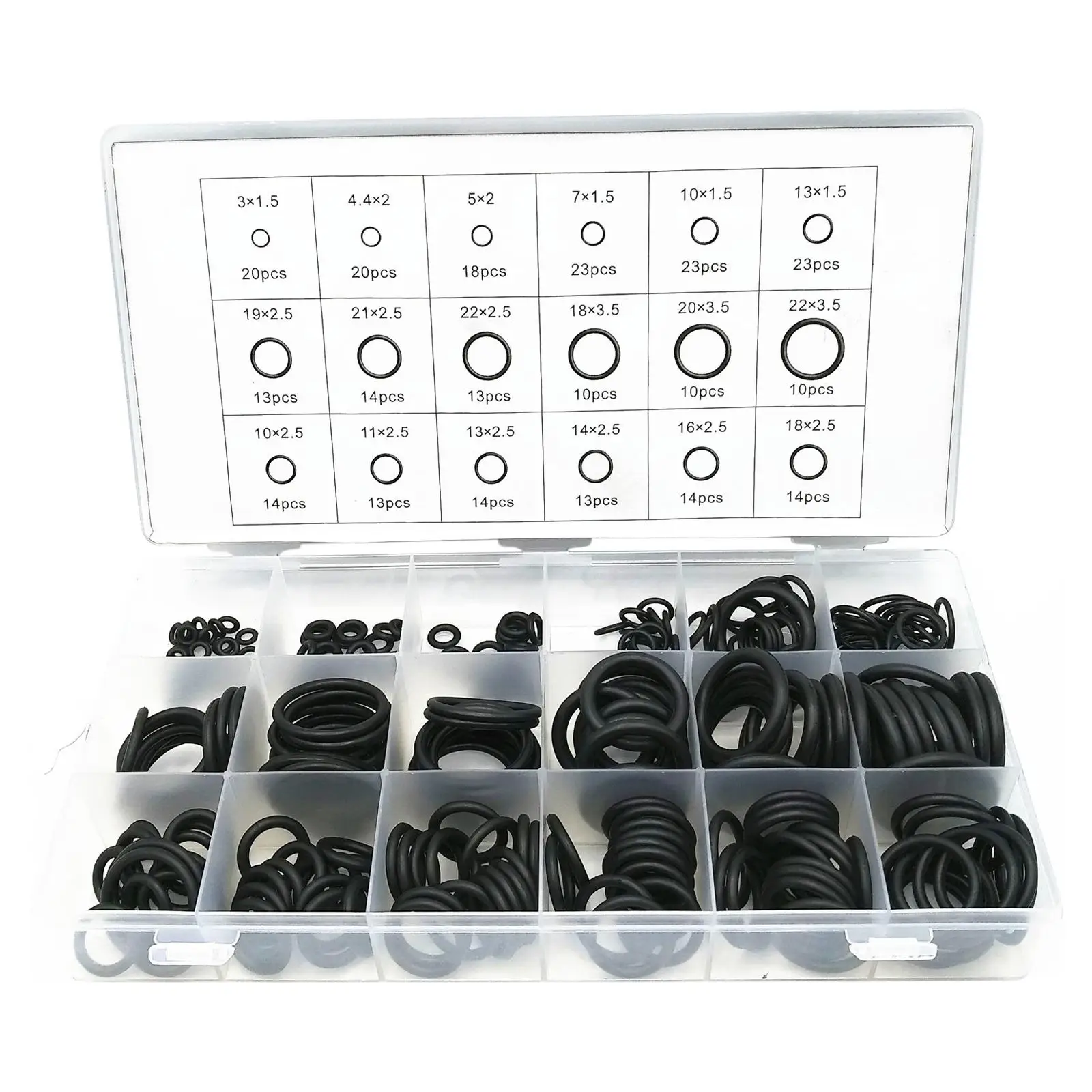279 Pieces Rubber O Ring Assortment Kit 18 Different Sizes Electrical Wire Gasket Washer Set Round Fit for Automobiles Plumbing