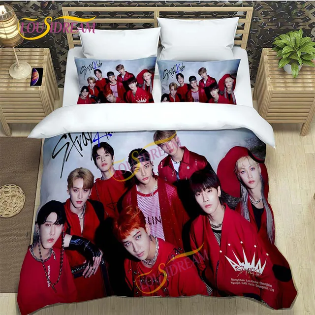 Kawaii Cute BTS Bedding Bed Set Full for Kids Teens Adults Bedroom Sets  Decor 3D Printed Korean Pop Idol Duvet Cover & 2 Pillow Cases Bedding Sets  