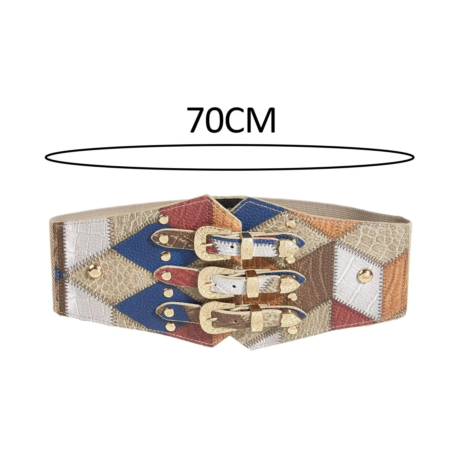 Waistband Strap with Pin Buckle 27.5inch Women Wide Waist Belts PU Leather Stretchy Corset Cinch Belt for Clothes Skirts Dating