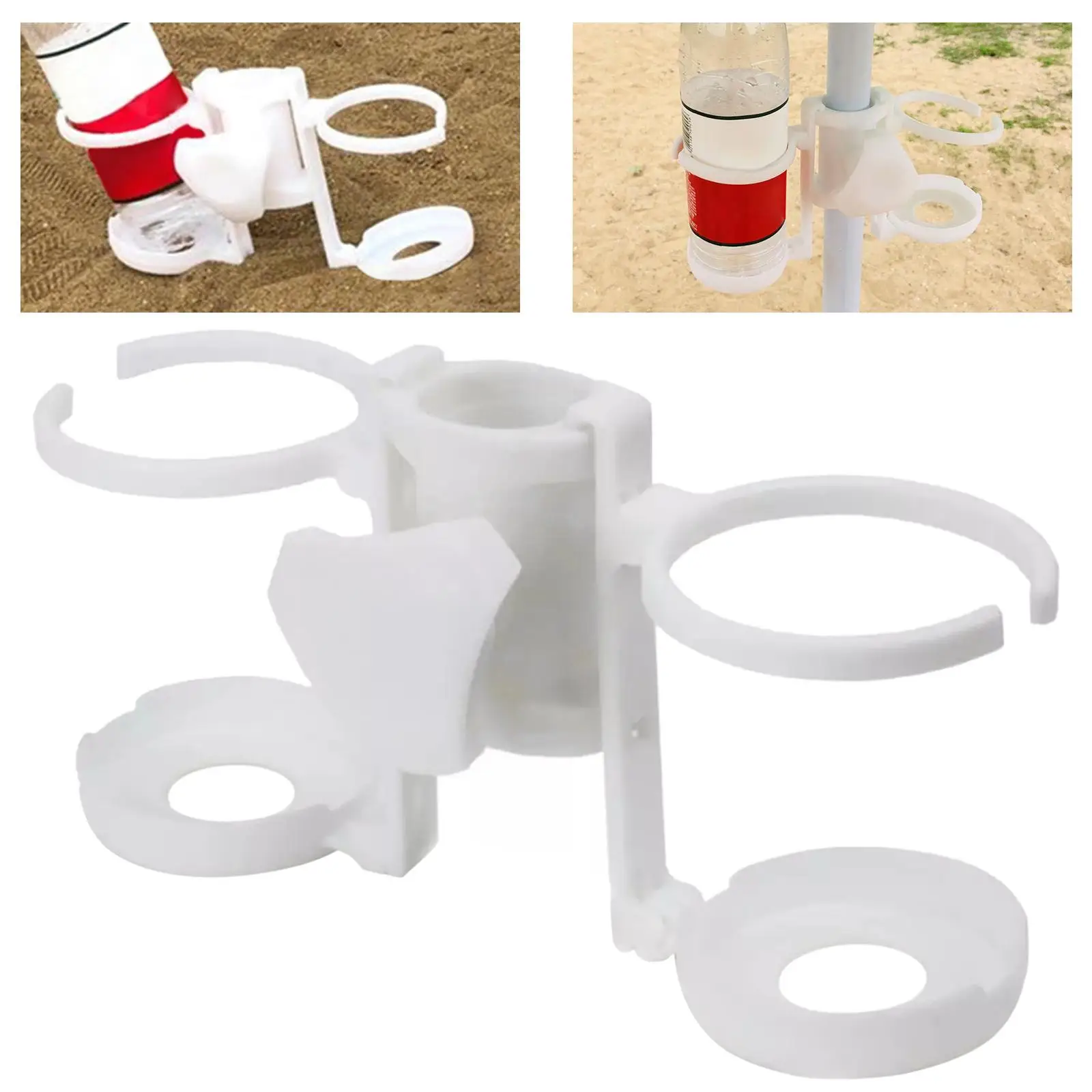 Outdoor Beach Umbrella Cup Holder Portable W/ 2 Drink Holders Drink Beach Garden Swimming Pool Coffee Stand for Umbrella Patio