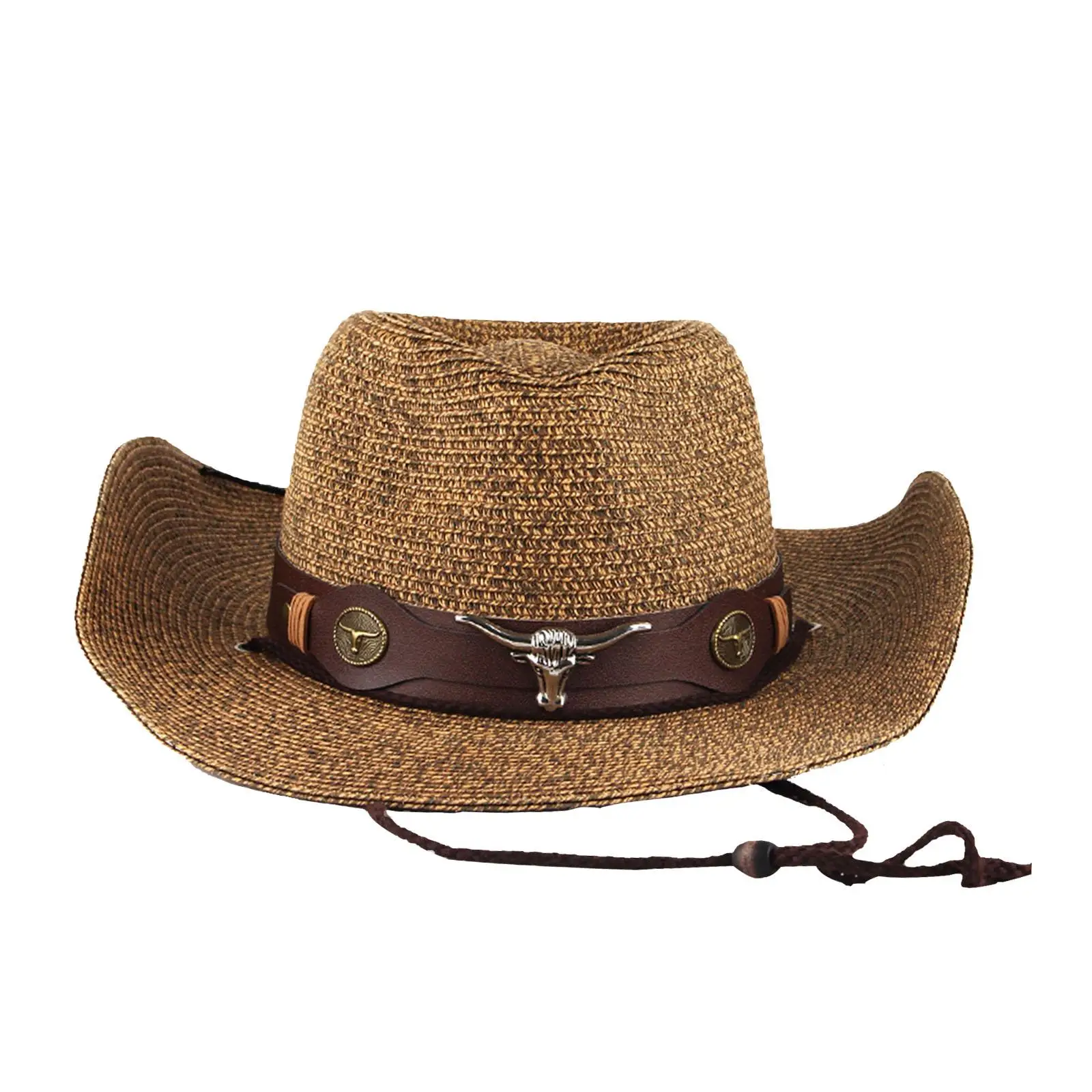 Straw Cowboy hat Sombreros Vagueros Roll up Brim Cowboy Hat Unisex Cowboy Hats for Outdoor Party Sun Protection Summer