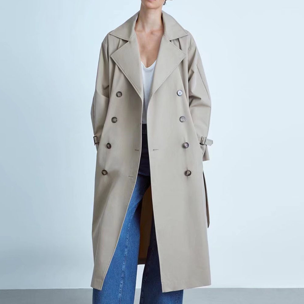 New vintage double-breasted fashion over-the-knee trench coat