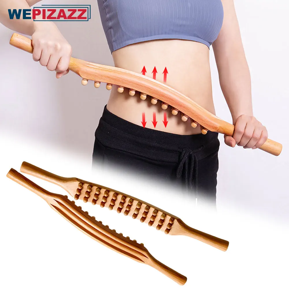 Best of Guasha Wood Stick Tool Wooden Therapy Scraping Lymphatic Drainage Massager, Double Row 36 Beads Point Treatment Tool For Back Leg Reviews & Tips