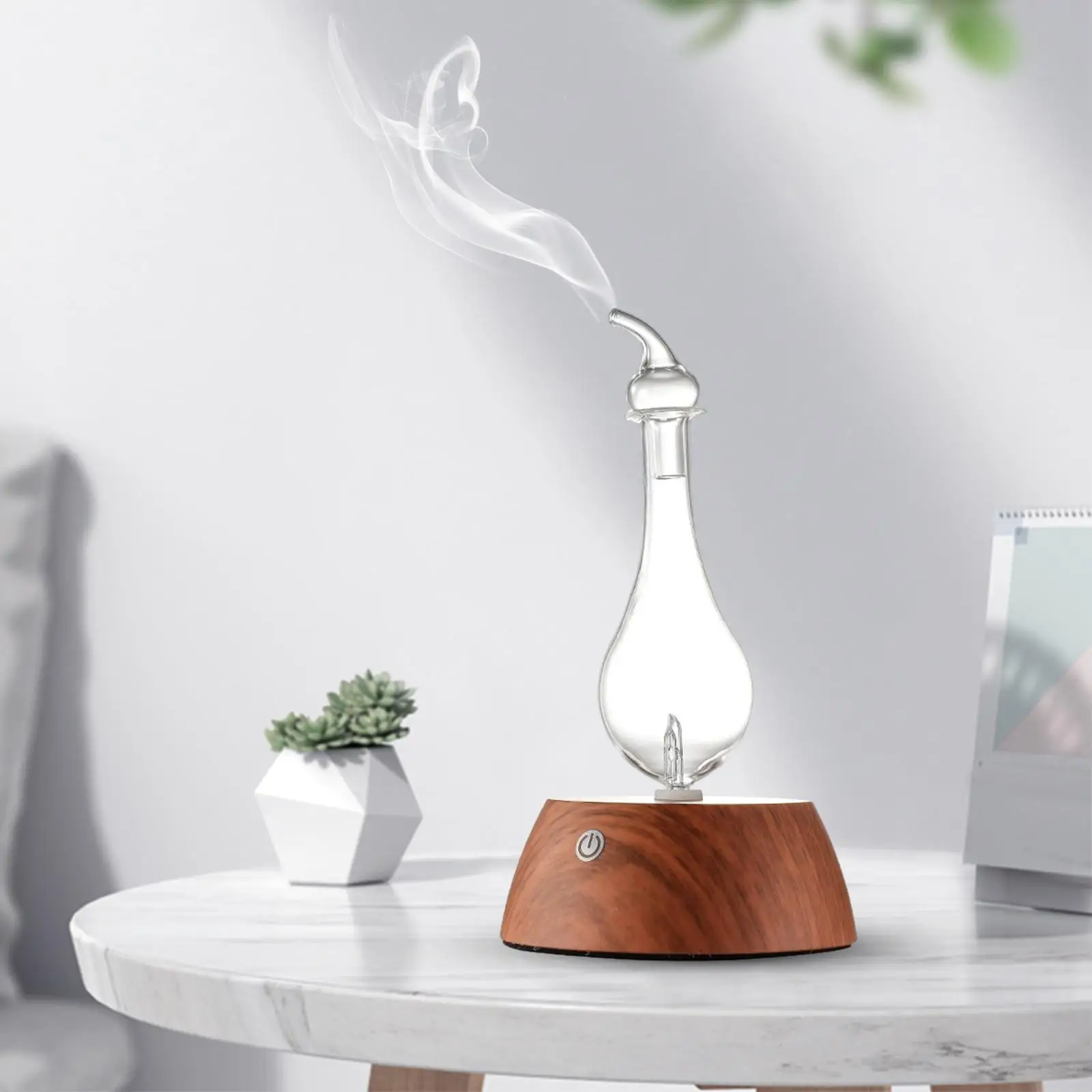 Essential Oil Diffuser Natural Wood Base Auto Shut Off with Night Light Cold Spray Nebulizing Machine Aroma Diffuser for Yoga